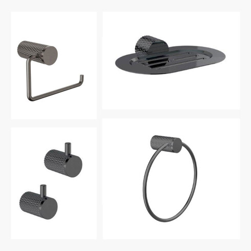 SET DE ACCESORIOS METALK LINEA SIGNATURE COLOR GRAFITO GRAFITO-GUNMETAL