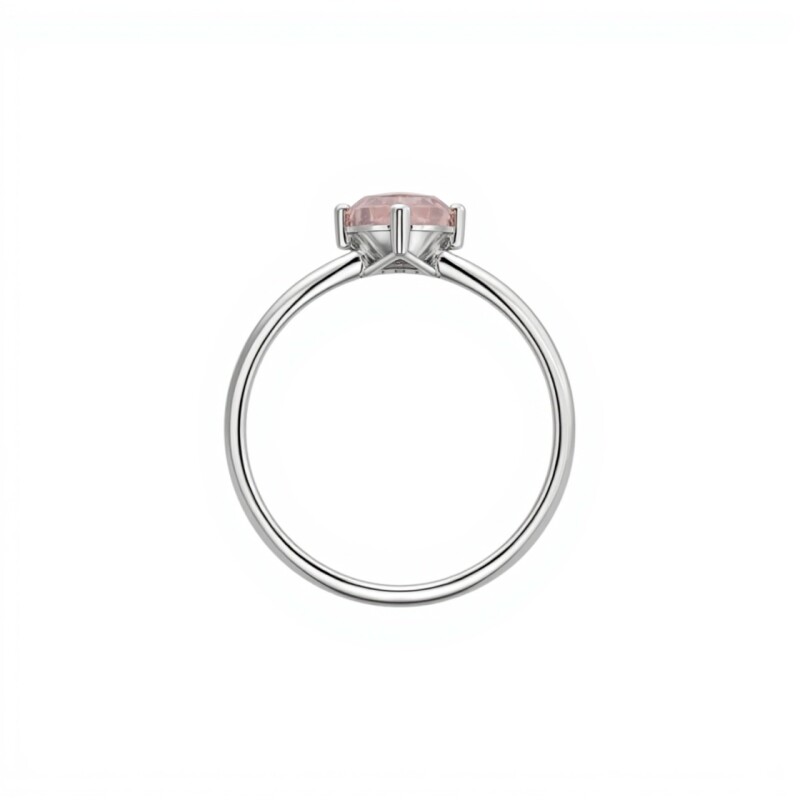 Anillo Rombo-Plata rodinada-Piedra Cuarzo rosa-AN2015 conpiedra