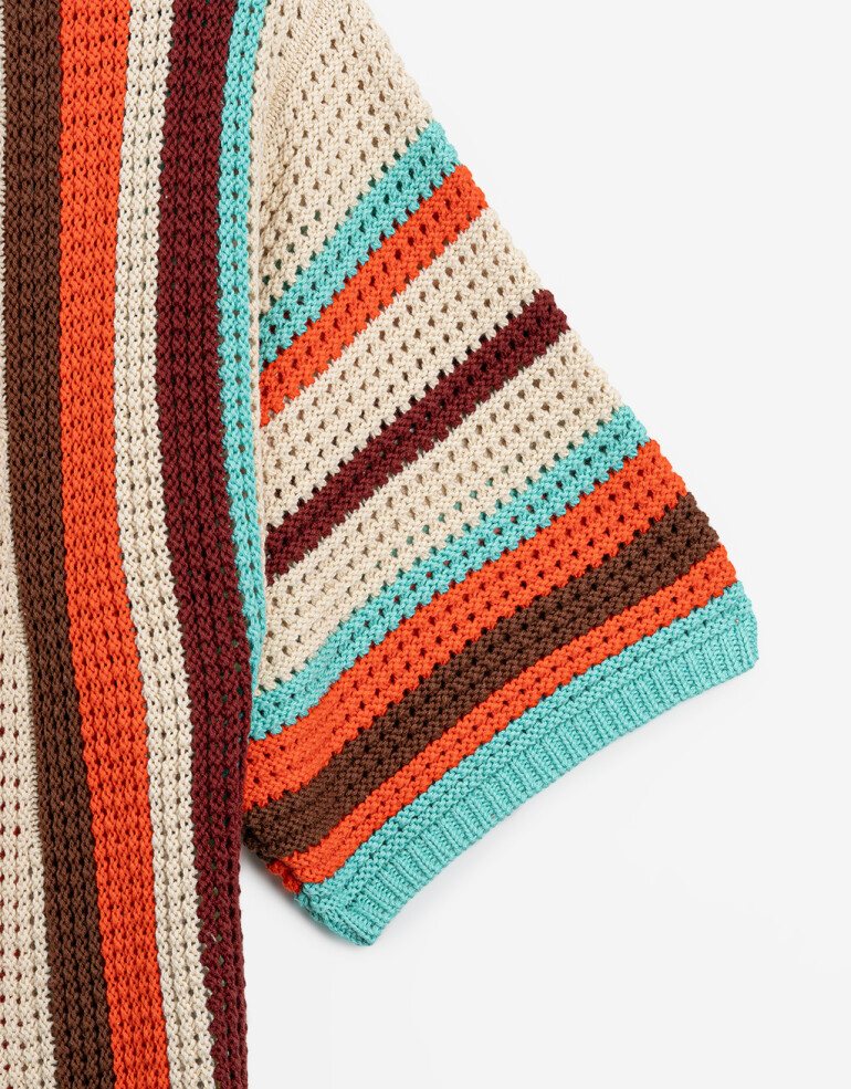 Knitwear Poncho Tejido Rayado - Combinacion Multicolor