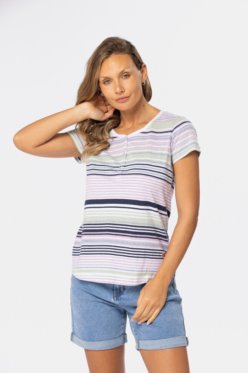 REMERA RAYADA DE ALGODÓN - Blanco 