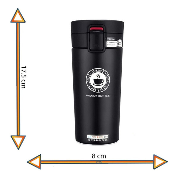 Vaso Térmico 380ml C/ Tapa Abre Facil Cafe Te Agua Y+ Variante Color Negro