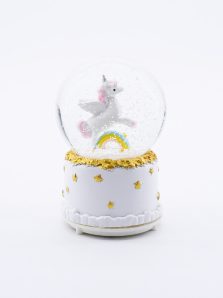 BOLA DE NIEVE UNICORNIO BLANCO