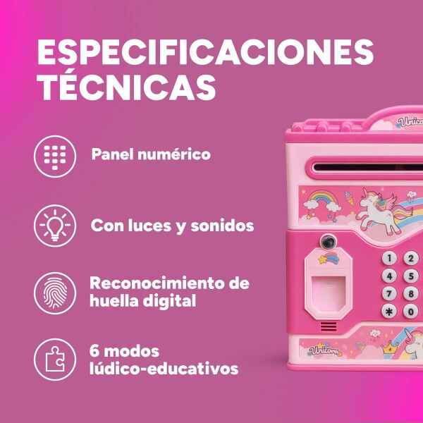 Alcancía Infantil Caja Fuerte Juguete Con Sonido Luces Variante Color Rosa
