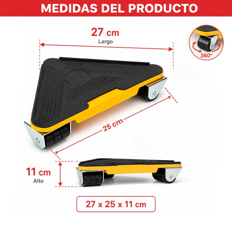 Soporte con ruedas para mueble AMARILLO