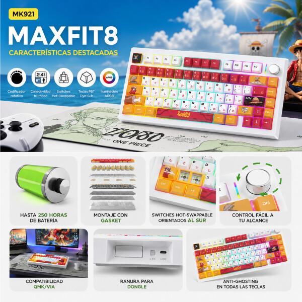Teclado Mecánico Fantech Maxfit8 One Piece Mk921 MULTICOLOR