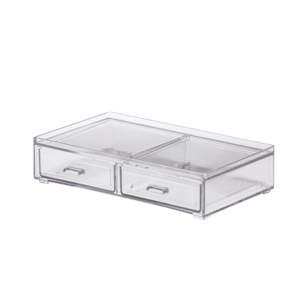 ORGANIZADOR 2 CAJONES 21X12X5 CRISTAL TRANSPARENTE