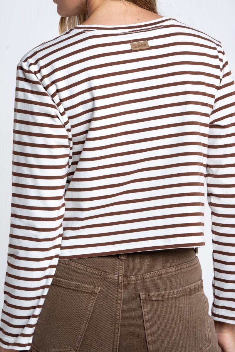 Remera Algodónn Elastano Rayada Chocolate