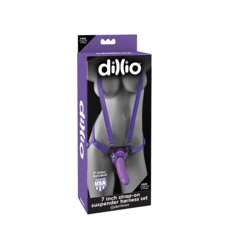 Dillio Strap-On Set Black Arnes Purpura 18cm Dillio Strap-On Set Black Arnes Purpura 18cm