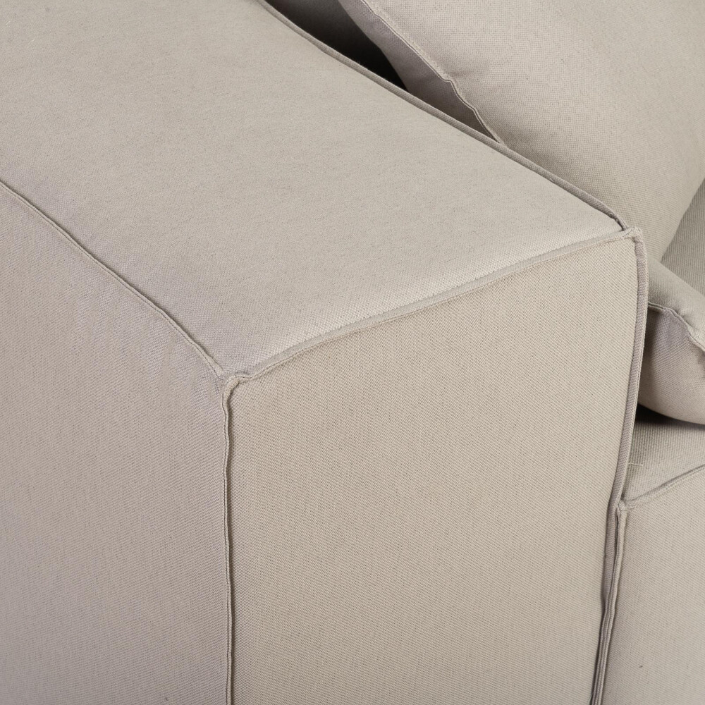 SOFÁ KAI 1 CUERPO TELA GRIS MODULAR CHAISE CON BRAZO IZQUIERDO