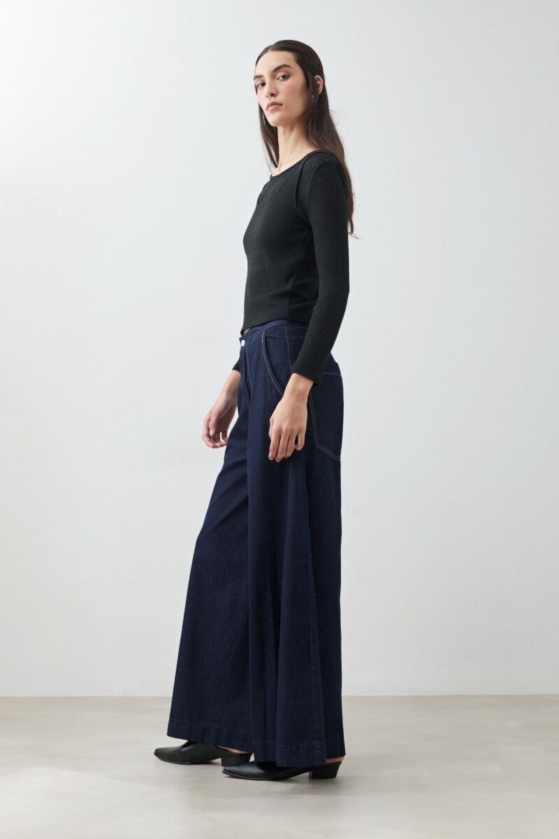 Pantalón de jean wide leg jean oscuro