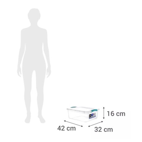 Caja Organizadora Plástica Wenbox 15L Tapa c/Clips Laterales Transparente