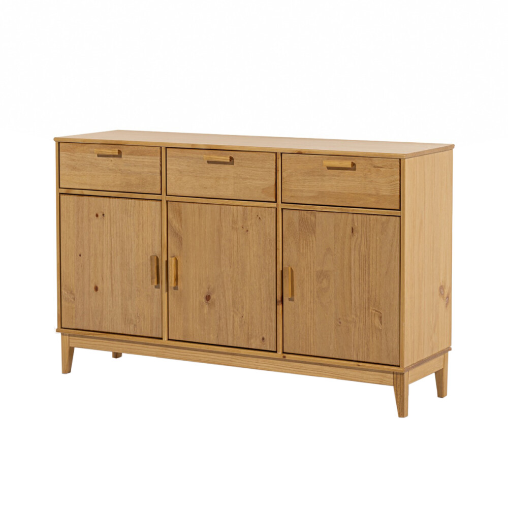 APARADOR BUFFET DE 3 PUERTAS 3 CAJONES EN MADERA MACIZA COLOR MADERA