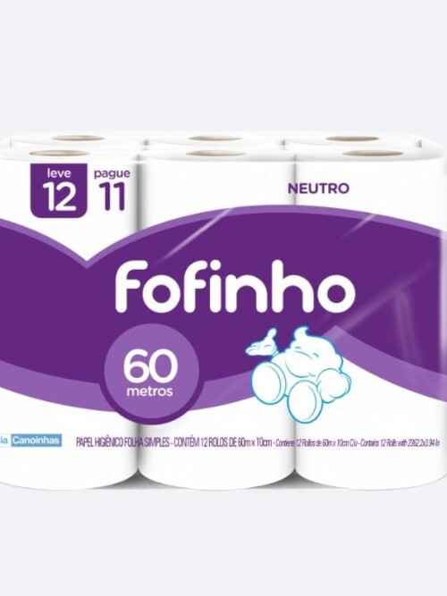 Papel Higienico Fofinho 12x60 mts Papel Higienico Fofinho 12x60 mts