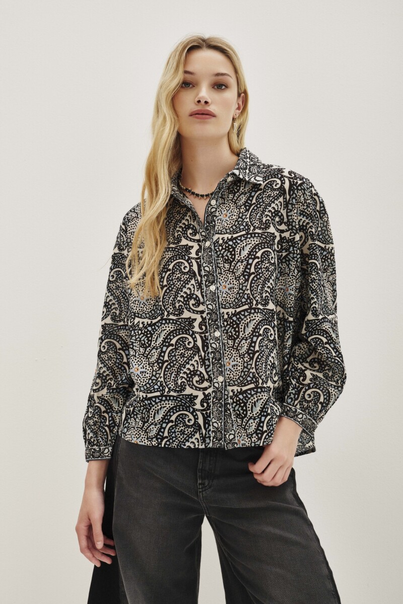 Camisa Lina Mosaic Azul