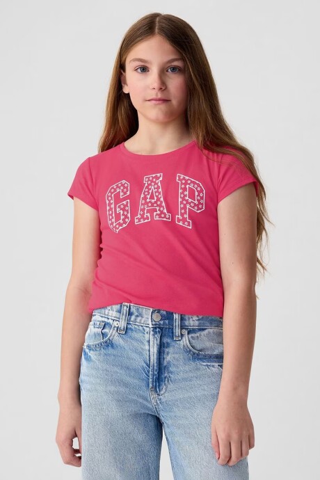 Remera Logo Gap Manga Corta Niña Pink Hibiscus 486