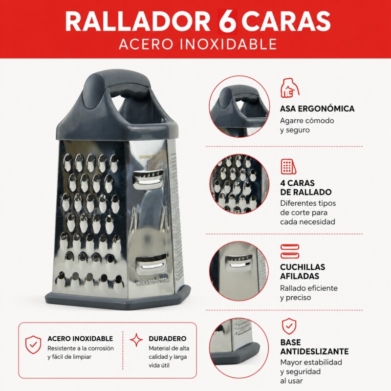 Rallador 6 caras 20 cm INOX