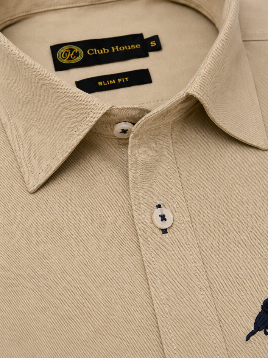 Camisa Cotton Twill Slim Fit - Beige 