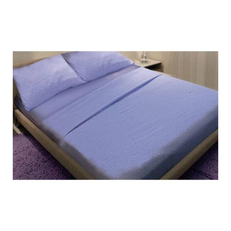 Acolchado Cotton Flor 2 plazas Queen 3D Celeste