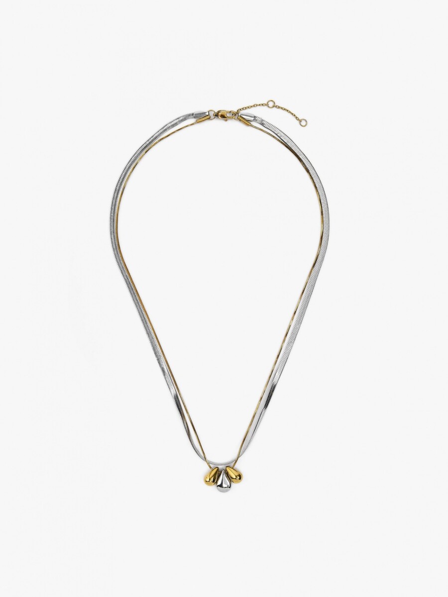 Set De Collares Con Lágrimas - Acero Inoxidable bicolor