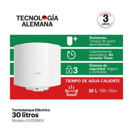 Termotanque eléctrico Bosch 30 L ES030MIX