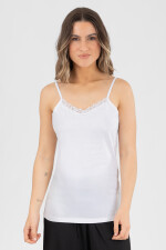 Musculosa con puntilla Blanco