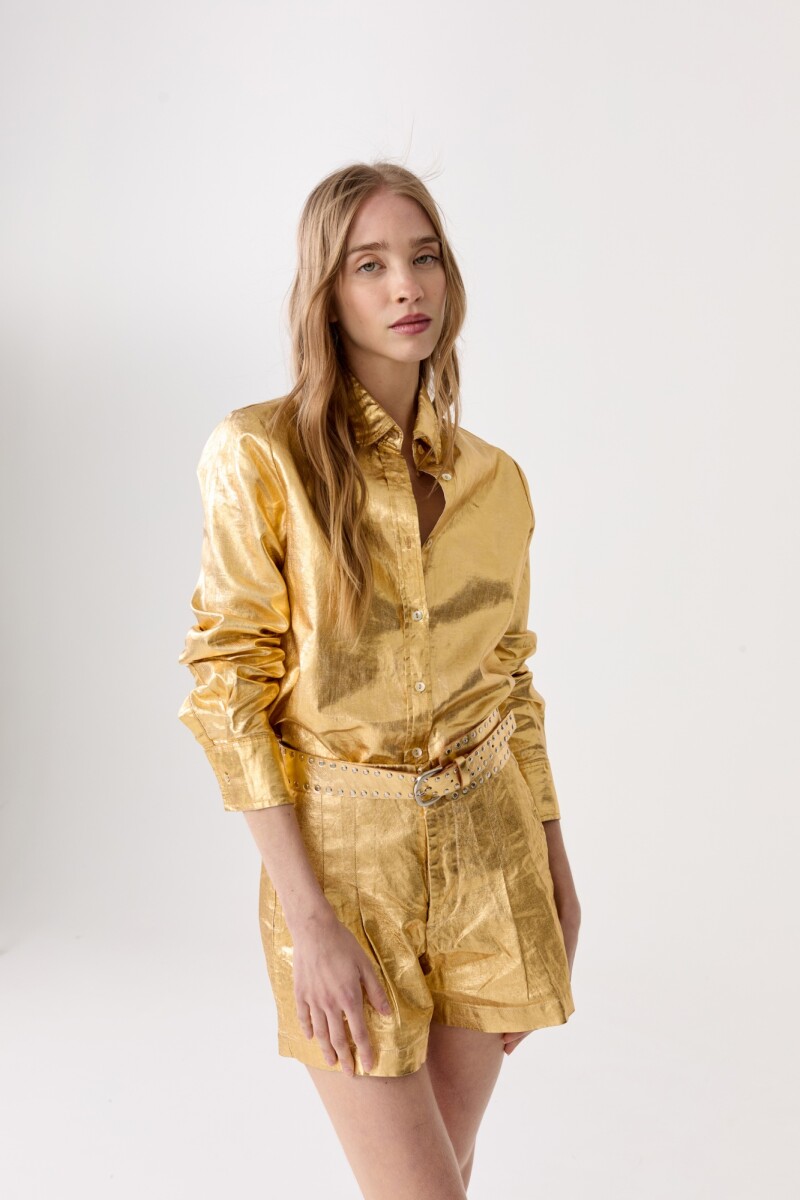CAMISA DE LINO METALIZADO SAN Oro