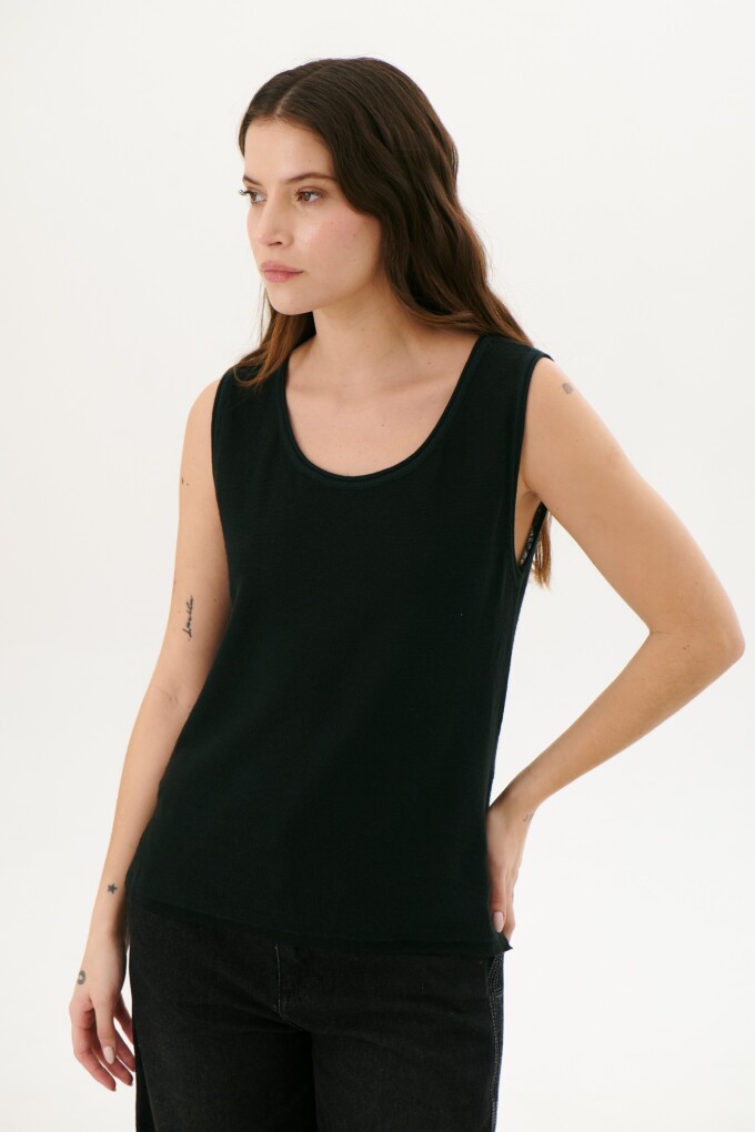 TOP TEJIDO LINO NEGRO