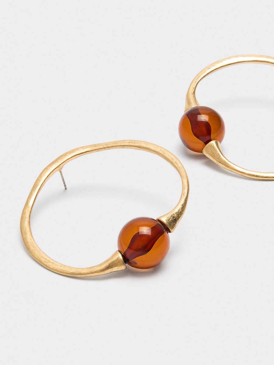 Pendientes De Aro Con Esfera marron