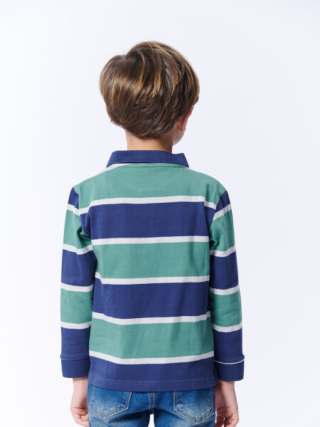 REMERA Manga larga POLO RAYAS Verde Y Azul