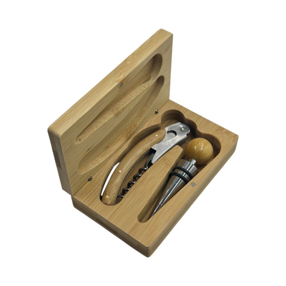 SET DE ACCESORIOS PARA VINO 2 PIEZAS CAJA BAMBOO 