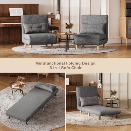 Sillon cama Trifold 1 cuerpo Gris