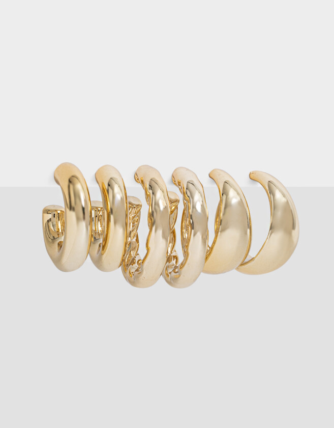 Aros Argollas Set Chunky Edition Set De Argollas Chunky Edition - Dorado