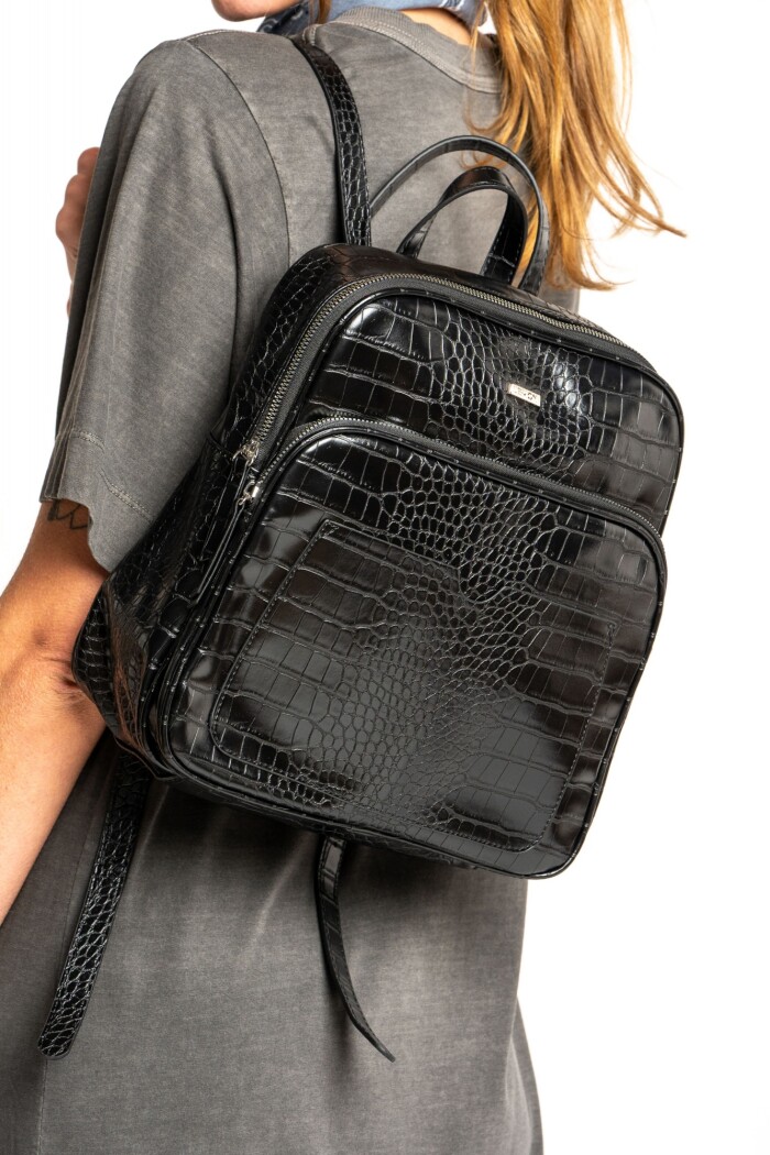 Mochila Midi Croco Negro