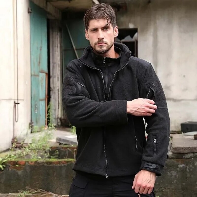 Campera Polar Táctica Negro
