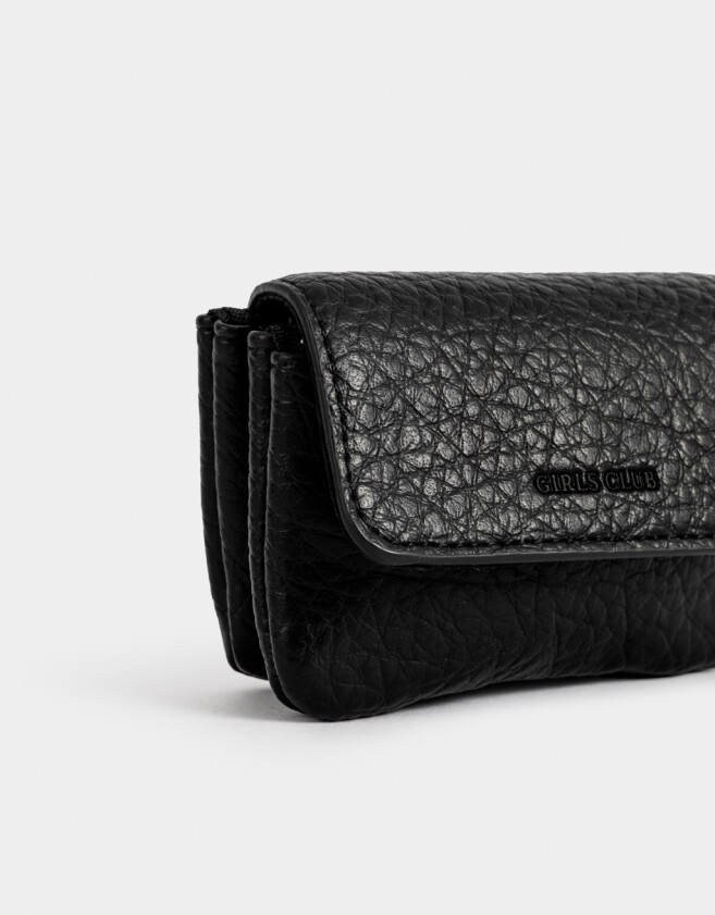 Billetera Billetera Efecto Croco Negro - Negro