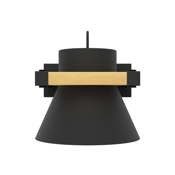 Lámpara de pared E27 acero negro y madera MACCLES EG6136