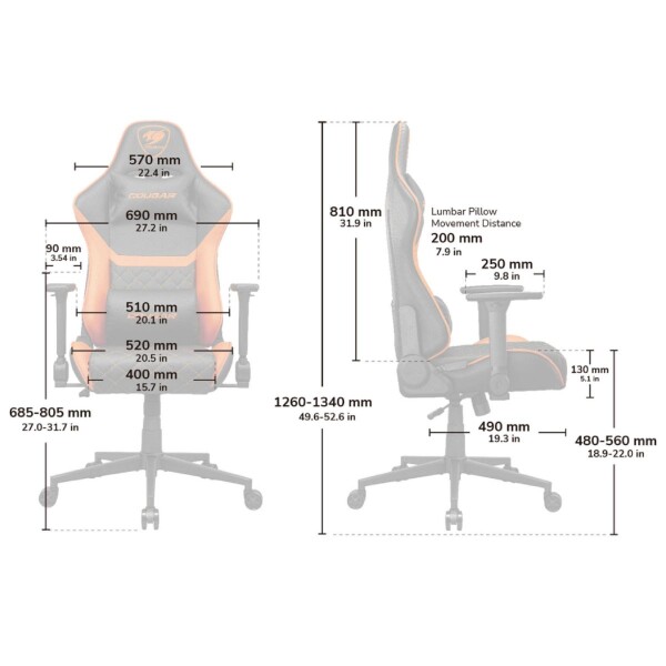Silla Gamer Cougar Armor One V2 F NARANJA