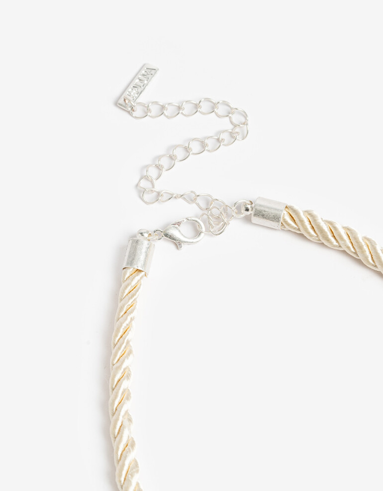 Collares Cortos Cordón Collar Corto Cordón Estrella - Blanco Crema