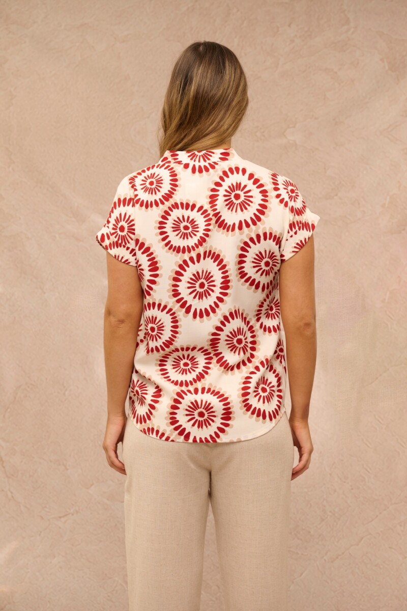 BLUSA MAGDA - ESTAMPADO ROJO Y BEIGE BLUSA MAGDA - ESTAMPADO ROJO Y BEIGE
