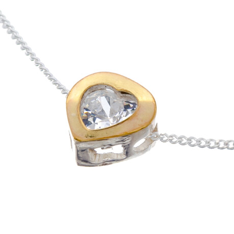 Conjunto de cadena de plata 925 con colgante pasante de circonias, CORAZON. Conjunto de cadena de plata 925 con colgante pasante de circonias, CORAZON.