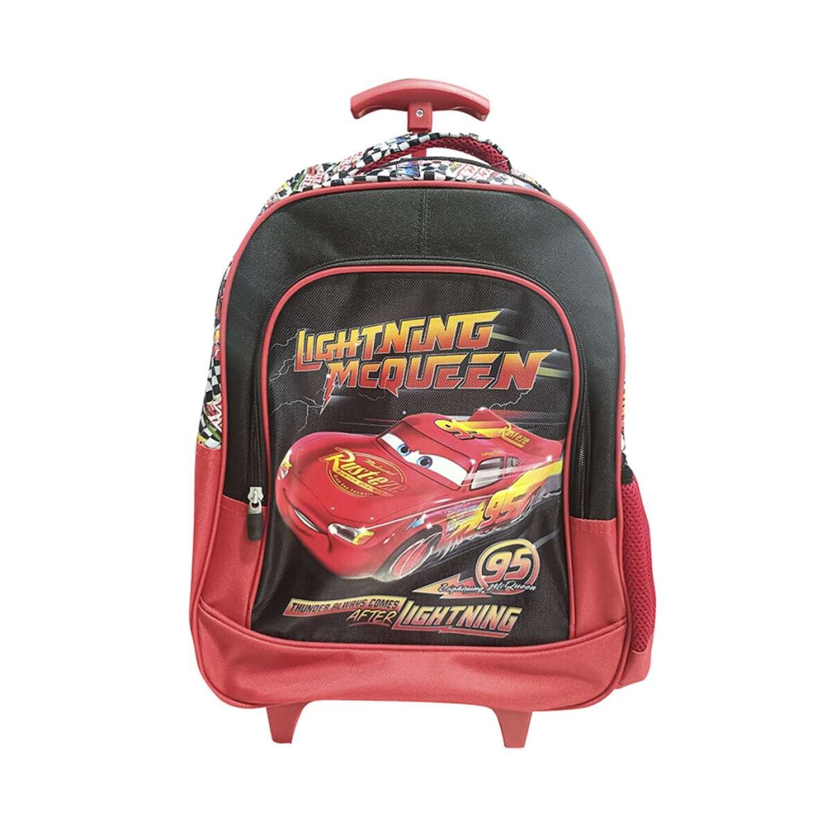 Mochila Infantil Cars con Carro Jacquard Grande - Negro 