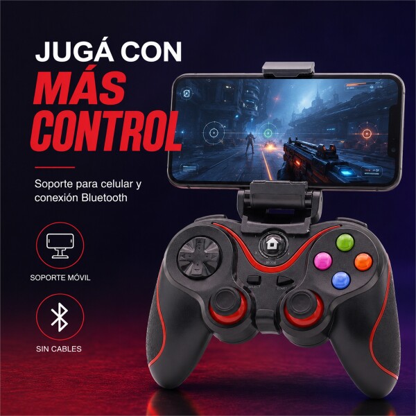 Joystick Bluetooth V8 Recargable con Soporte para Celular Negro 1