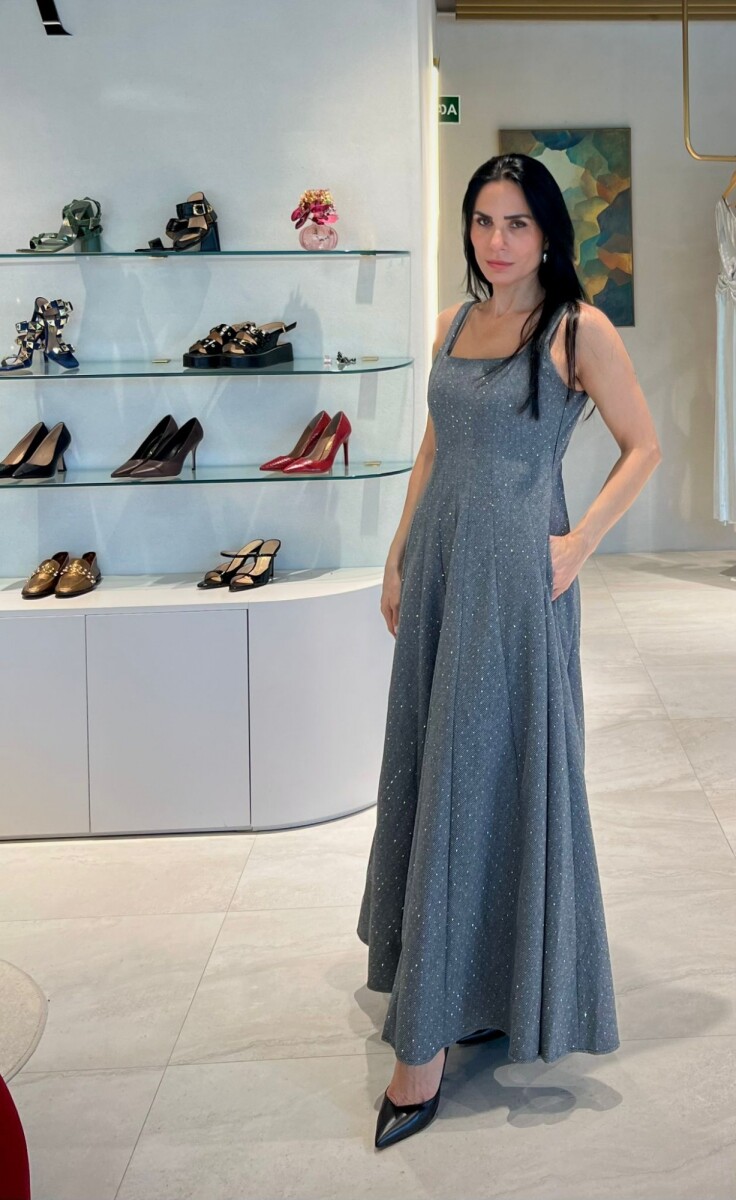 Vestido de paño con brillo Amadea - Gris 