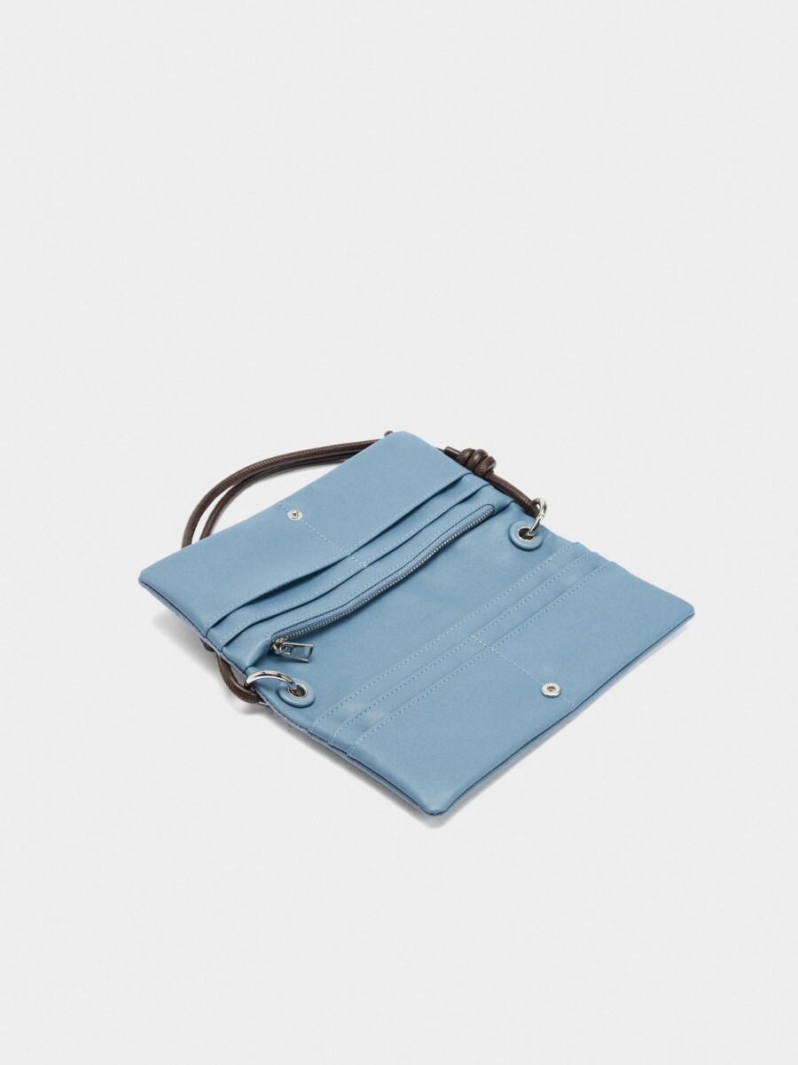 Cartera De Piel Con Asa azul