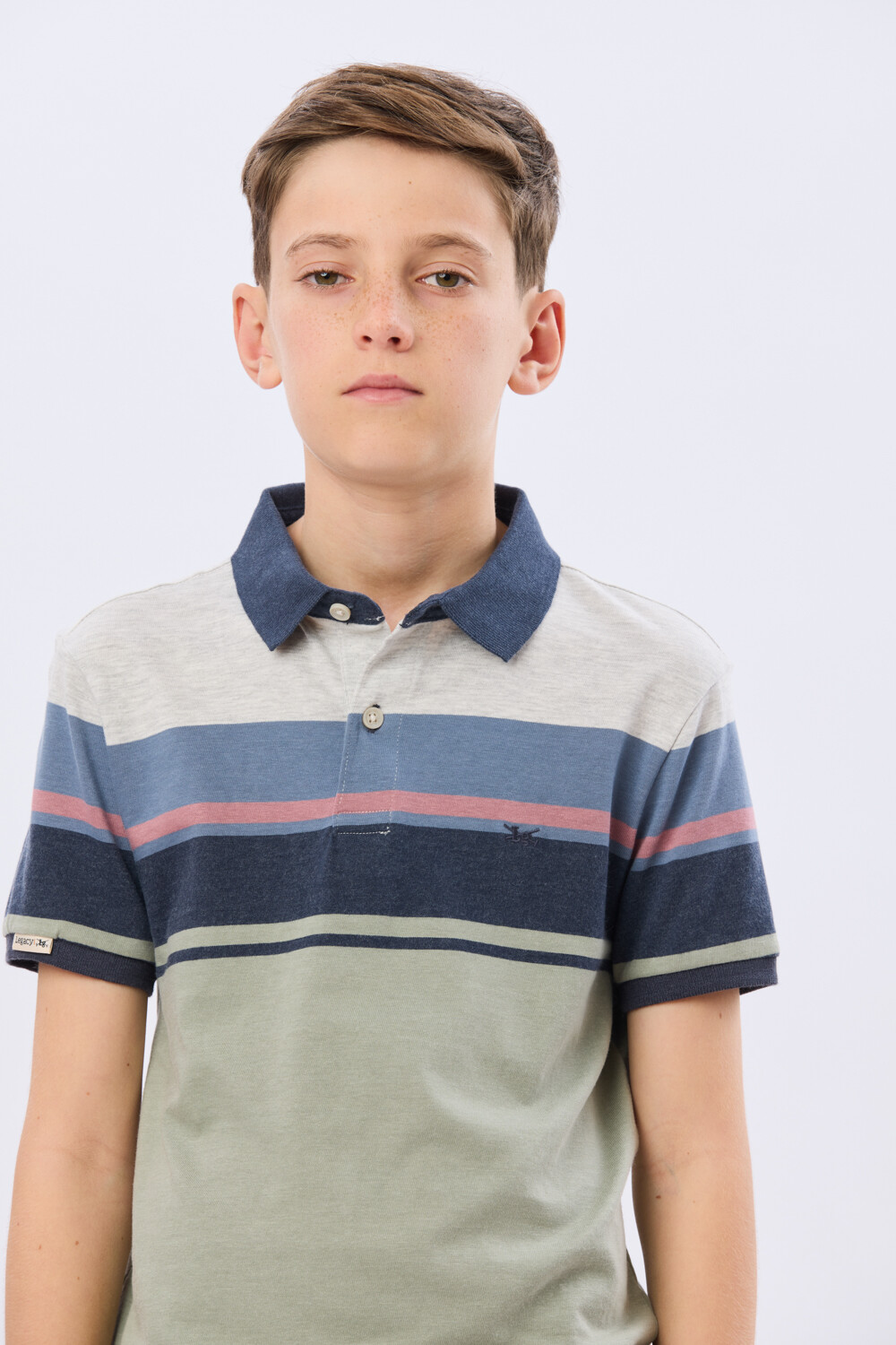 REMERA POLO RAYADA DE ALGODÓN Verde