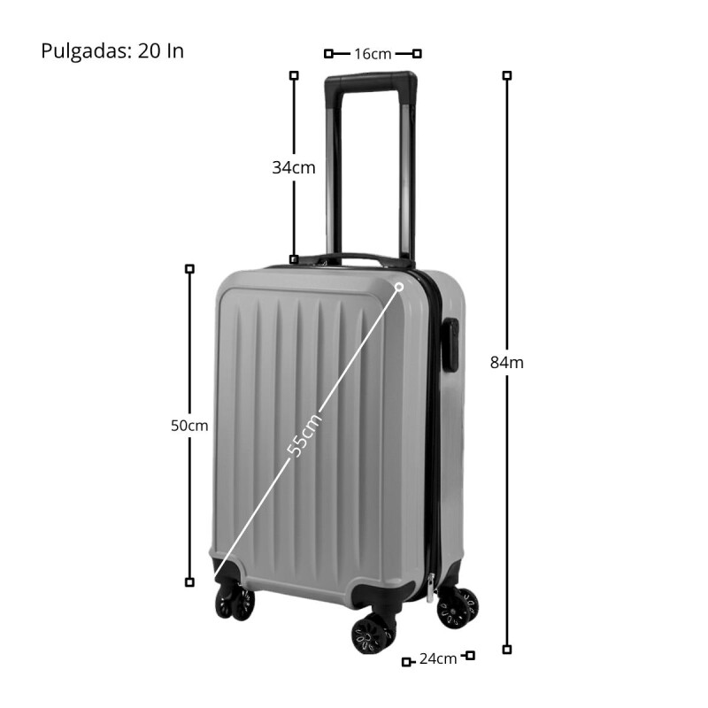 Valija Carry On 20'' Rígida Bonn Elegance GRIS