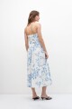 Vestido strapless con estampa floral azul regata