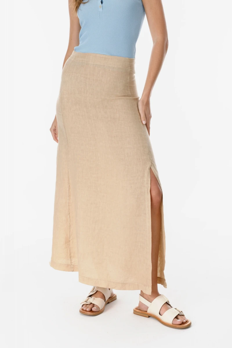 Maxi Falda Rueda beige m