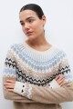 Sweater con guarda jacquard tostado