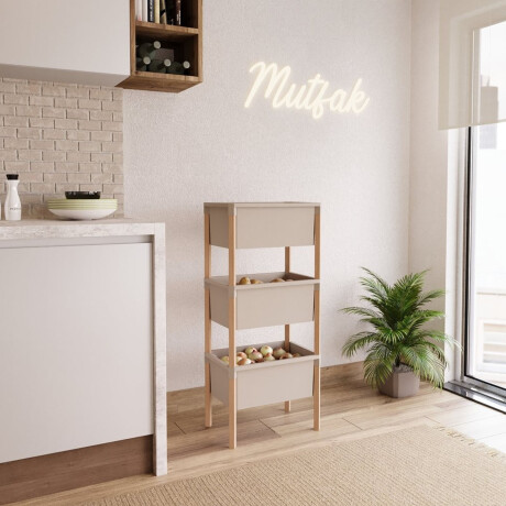 Estantería Organizadora Rack 3 Cajones 95x26x39Cm Madera PP Beige